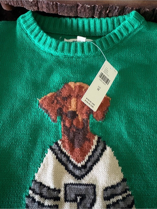 Anthropologie Sweaters - Anthropologie Emerald Green Dog Intarsia Crewneck Sweater
